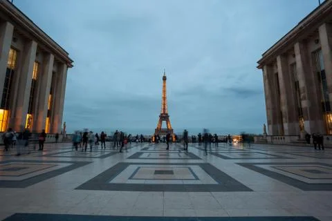 View of Eiffel Tower from Jardins du Trocadero in Paris, France. Eiffel Tower Stock Photos