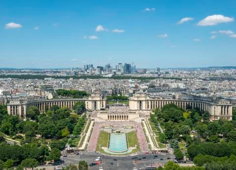 View from the Eiffel Tower to the Jardins du Trocadero Paris France Europe Fotos de archivo