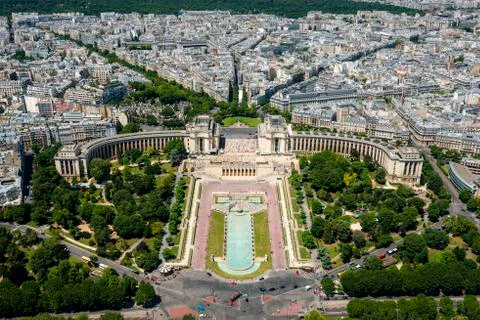 View from the Eiffel Tower to the Jardins du Trocadero Paris France Europe 写真素材
