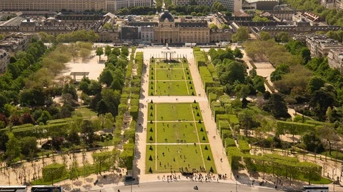 View from Eiffel Tower over Paris, Champ de Mars - 4K Hyperlapse / Time Lapse Видео 119113907