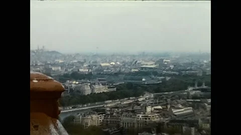 View from the eiffel tower in paris 60s Stock Footage 172197124