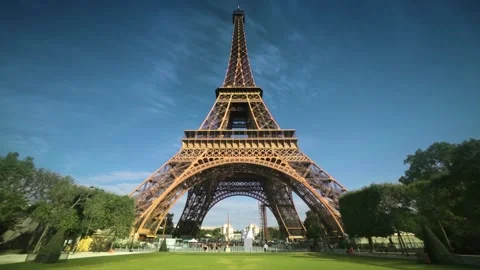 View of eiffel tower in paris with sky background. 4K Footage Stock Footage 245958106
