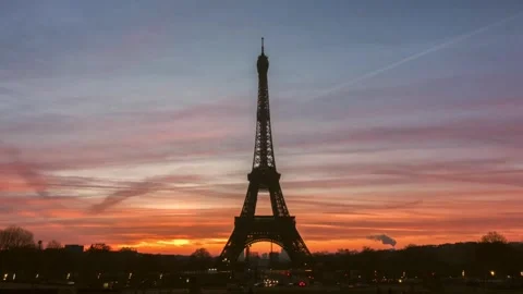 View of eiffel tower in paris with sky background. 4K Footage Stock Footage 245958144