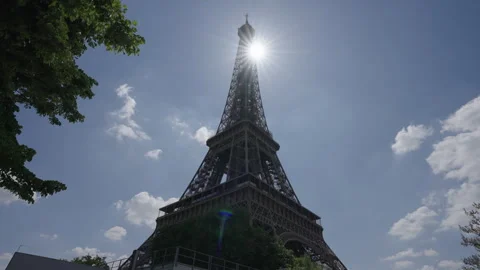 View of Eiffel tower from park, Paris, fg01 Stock Footage 256168243