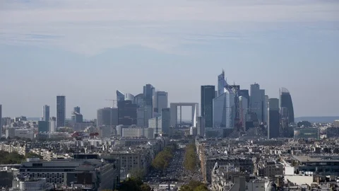 View From Eiffel Tower, Rooftops And Business District Of La Défense Paris Stock Footage 109782339