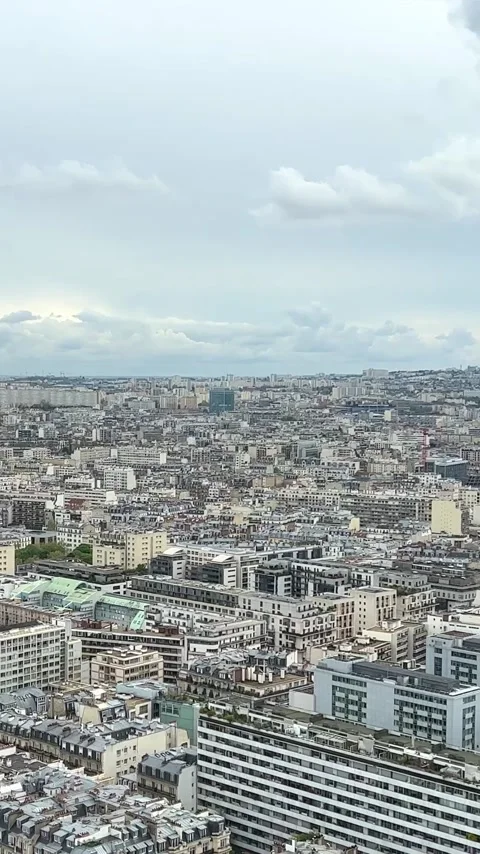 View from the Eiffel Tower on the snow-white buildings of Paris visible river Stock Footage 244252711