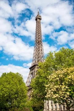 View of the Eiffel Tower in Summer, Paris Stock Photos