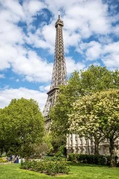 View of the Eiffel Tower in Summer, Paris, France, Europe Stock Photos
