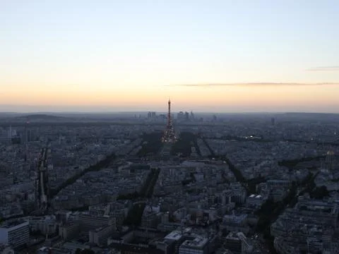 View of the Eiffel tower at sunrise, Paris. Stock Photos