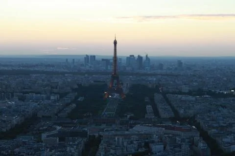 View of the Eiffel tower at sunrise, Paris. Stock Photos