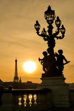 View Of Eiffel Tower At Sunset, Paris, France Foto stock