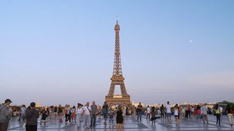 View of the Eiffel Tower from the Trocadero - Paris France Stock Footage 27016520