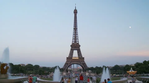 View of the Eiffel Tower from the Trocadero - Paris France Stock Footage 27019237