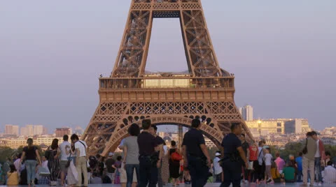 View of the Eiffel Tower from the Trocadero - Paris France Stock Footage 27061660