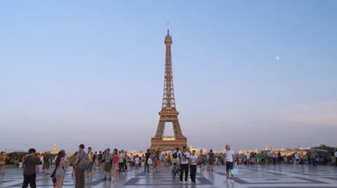 View of the Eiffel Tower from the Trocadero - Paris France Stock Footage 27061886