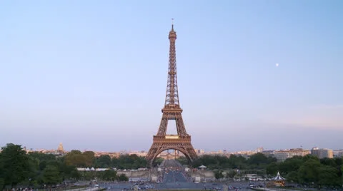 View of the Eiffel Tower from the Trocadero - Paris France Stock Footage 27062602