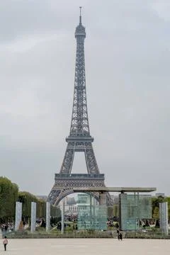 View of the Eiffel tower walking through Paris view of the Eiffel tower wa... 写真素材