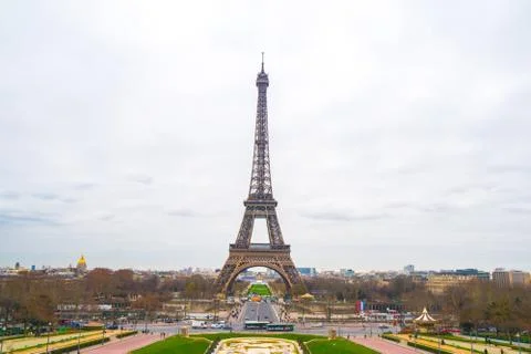 View at Eiffel Tower in Winter, Paris, France Stock Photos