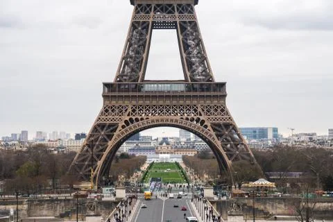 View at Eiffel Tower in Winter, Paris, France Stock Photos