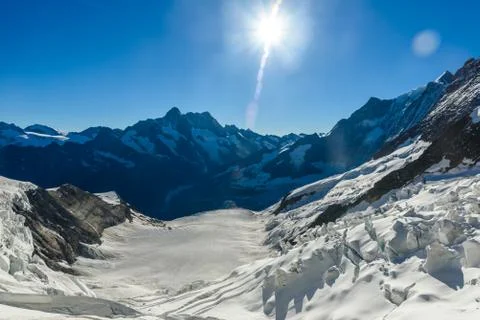 View from Eiger north wall at Grindelwald in the Bernese Alps in Switzerland  Stock-Fotos