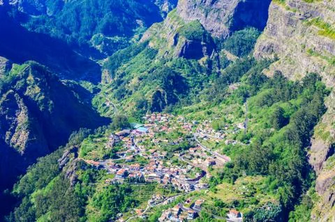View from Eira do Serrado to Curral das Freiras village in the Nuns Valley in Photos