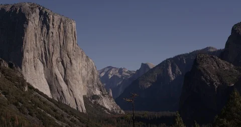 View of El capitan and  Half Dome, Yosemite National Park, LM98, Shot with the Video stock 103449092