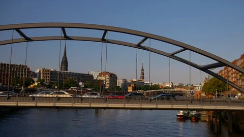 The view Elbe Promenade as well as the Elbe Philharmonic Hall, Hamburg,Germany Stock Footage 86807545