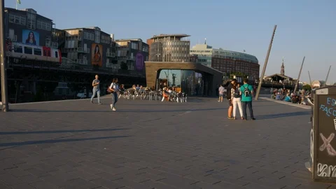 The view Elbe Promenade as well as the Elbe Philharmonic Hall, Hamburg,Germany Stock Footage 86809725