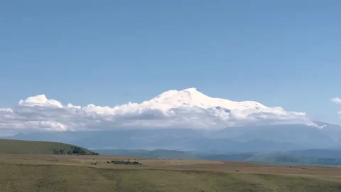 View of Elbrus from the Gumbashi pass Stock Footage 299762842