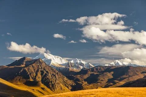 A view on Elbrus mountain and Malka river valley. Dzhili-Su, Republic of Kaba Stock Photos