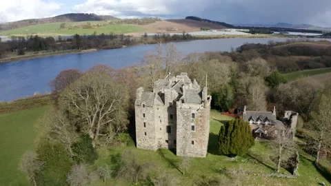 View of Elcho Castle at Rhynd, Perth and Kinross, Scotland, UK Stock Footage 166355352
