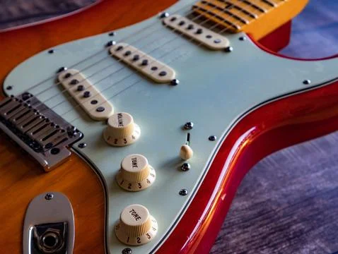 View of an electric guitar Stock Photos