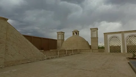 A view of the elegant patterned walls in an ancient Iranian, stock footage. Stock Footage 304783207