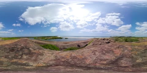 View from the elephant rock to the ocean and lake. Sri Lanka. 360 panorama VR 8k Stock Footage 166717437