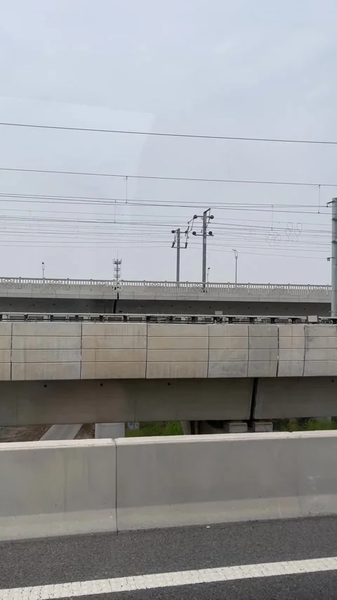 View Of Elevated Railway And Infrastructure From Moving Bus In Beijing Stock Footage 307154214