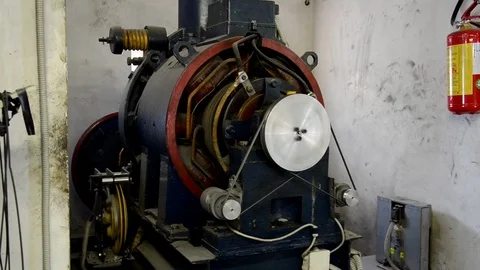 View of elevator engine in action Stock Footage 79678344