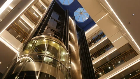 View of elevator goes up in the ferry Tallink Stock Footage 117169477