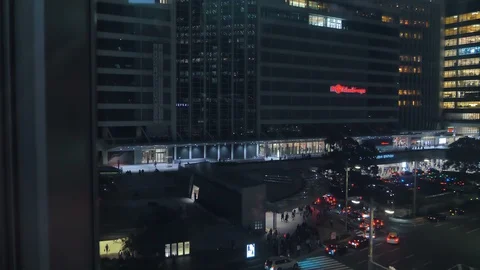 View of the elevator going up the tower building in Osaka Japan Stock Footage 125845180