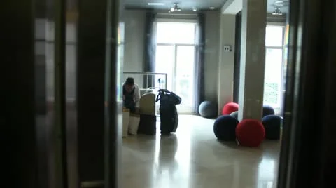 View from elevator in modern hotel Stock Footage 21620958