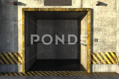 View of the elevator in a secret bunker ~ Clip Art #67605199