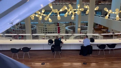 View From The Elevator At The Students In The Library Of Amsterdam 스톡 동영상 201792163