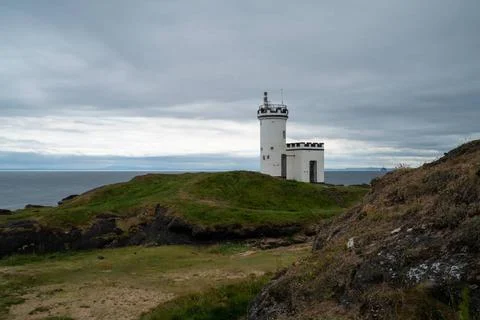 A view of the Elie Lighthouse on the Firth of Forth in Scotland A view of ... Stock Photos