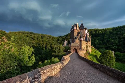 View of the Eltz Castle fortification in the Eifel, Germany. Stock Photos