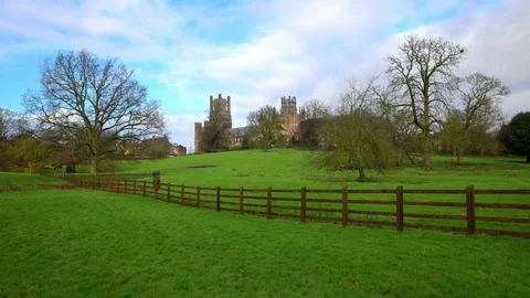 View of Ely Cathedral, from the footpath  Stock Footage 321469971