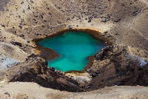 View in an emerald lake. Stock Photos