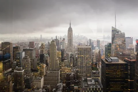 View from Empire State Building in a cloudy day - New York - Usa Stock Photos