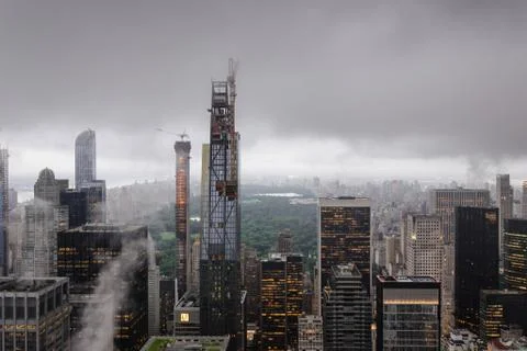 View from Empire State Building in a cloudy day - New York - Usa Stock Photos
