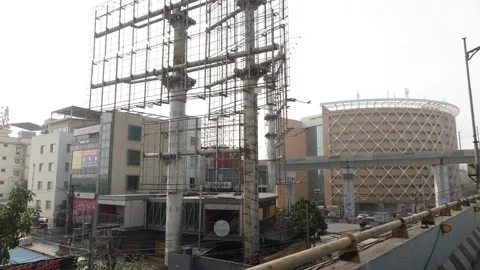 View of empty advertisement board fro flyover Stock Footage 147687382