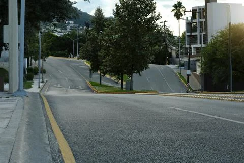 View of empty asphalt highway outdoors. City street Stock Photos