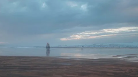 View of an empty beach - Ain Diab beach in Casablanca, Morocco Stock Footage 120136714